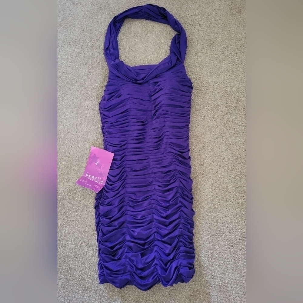 Sherri Hill Ruched Draped Halter Cocktail/ Formal/ Prom Bodycon Party Dress